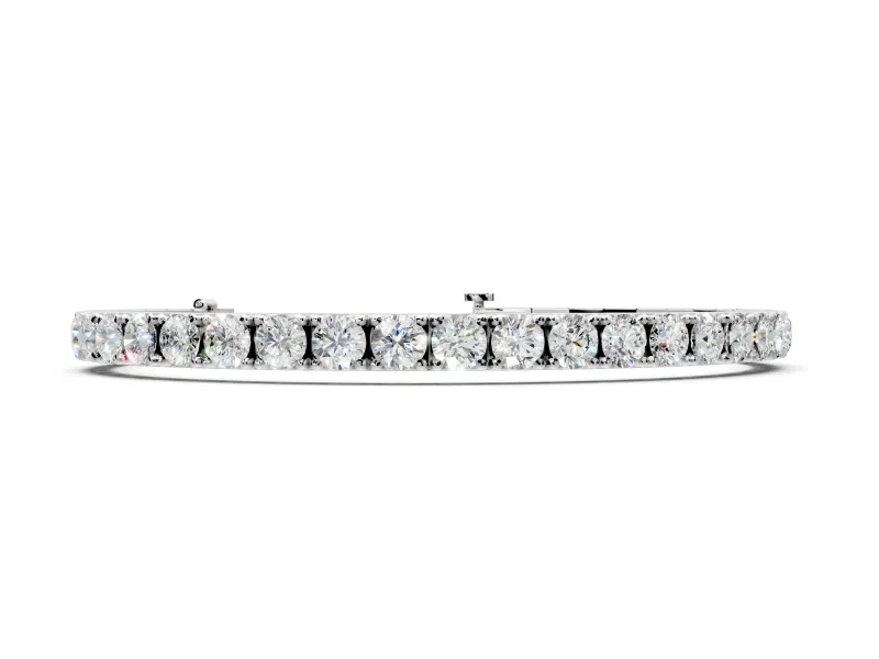 Tennis Bracelet with Round Lab-Grown Diamonds Set in White Gold, Continuous Row and Prong Setting