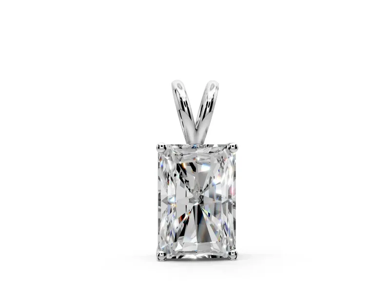 Solitaire Pendant Necklace with Radiant Cut Lab-Grown Diamond Set in White Gold, Raised 4-Prong Setting