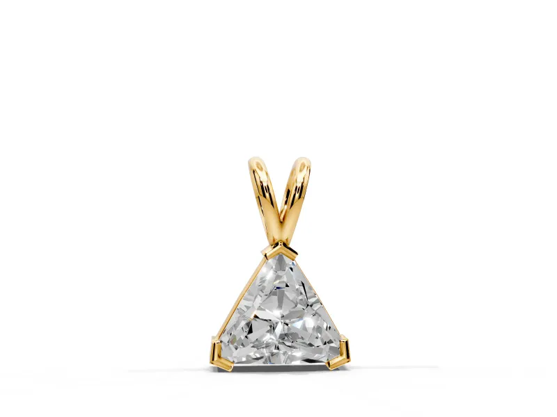 Bezel Solitaire Pendant Necklace with Trillion Lab-Grown Diamond Set in Yellow Gold