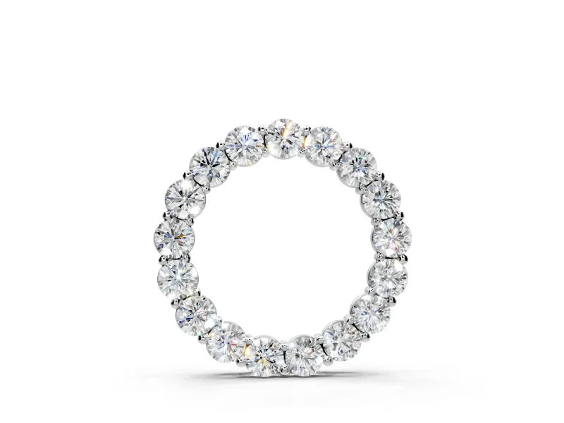 Circle Pendant Necklace with Fewer Larger Round Lab-Grown Diamonds Set in White Gold, Prong Setting