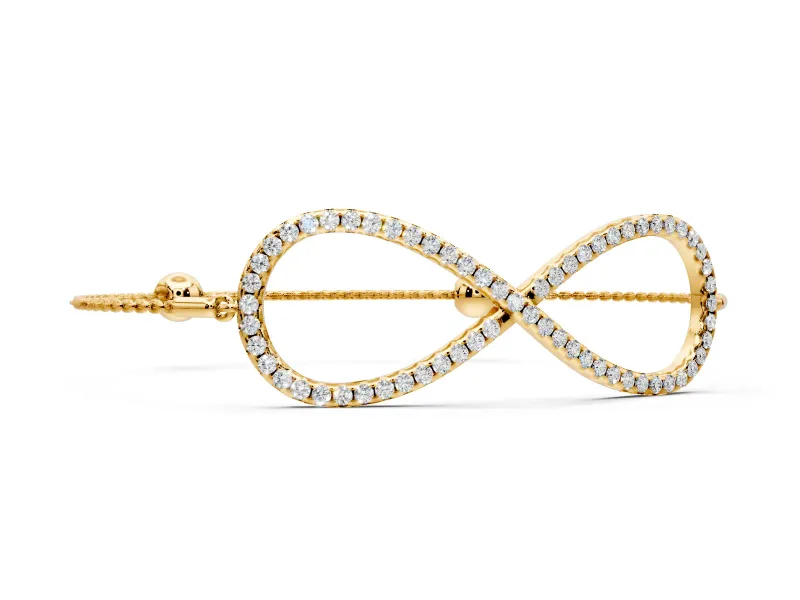 Pave Infinity Chain Bracelet with Round Lab-Grown Diamonds Set in Yellow Gold, Stone-Set Chain Links
