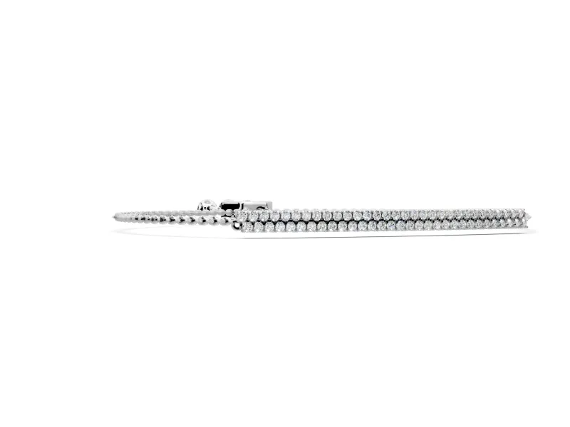 Pave Bolo Bracelet with Round Lab-Grown Diamonds Set in White Gold, Box Chain and Slider Clasp