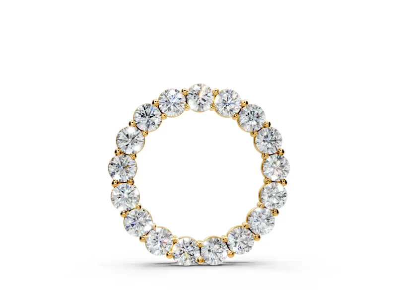 Circle Pendant Necklace with Fewer Larger Round Lab-Grown Diamonds Set in Yellow Gold, Prong Setting