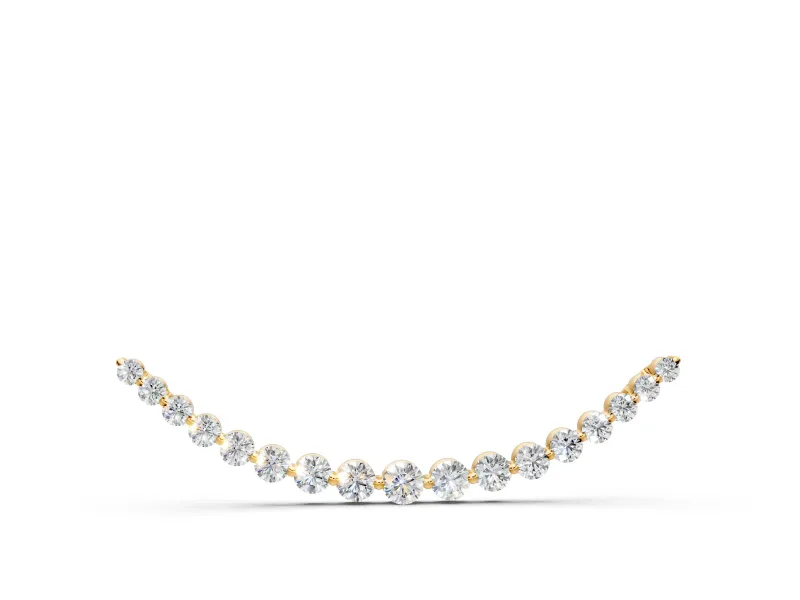 V-Prong Bar Pendant Necklace with Round Lab-Grown Diamonds Set in Yellow Gold