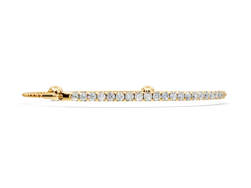Pave Chain Bracelet with Round Lab-Grown Diamonds Set in Yellow Gold, Pave Bar Section