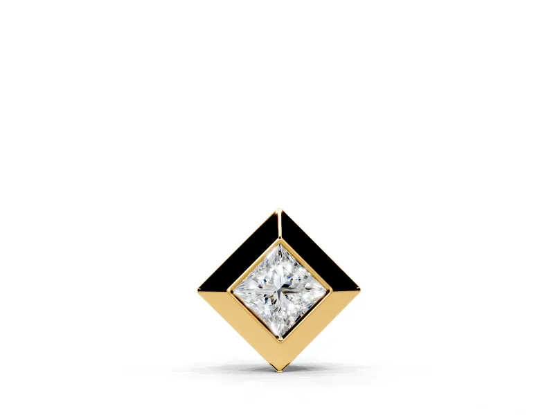 Bezel Solitaire Pendant Necklace with Princess Cut Lab-Grown Diamond Set in Yellow Gold