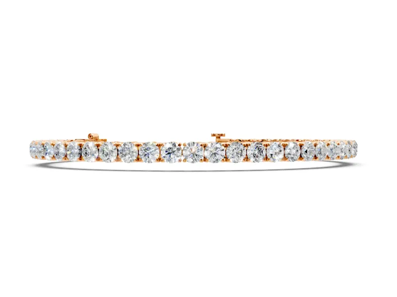 Tennis Bracelet with Round Lab-Grown Diamonds Set in Rose Gold, Uniform Row and 4-Prong Setting