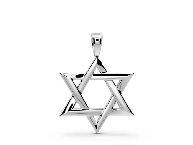 Star of David Pendant Necklace in Sterling Silver, Interlaced Triangles