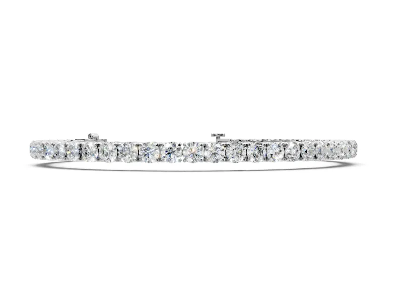 Tennis Bracelet with Round Lab-Grown Diamonds Set in White Gold, Uniform Row and 4-Prong Setting