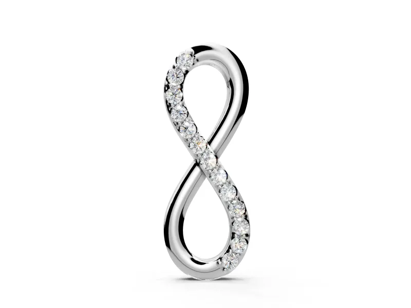 Infinity Pendant Necklace with Round Lab-Grown Diamonds Set in White Gold, Pave Setting
