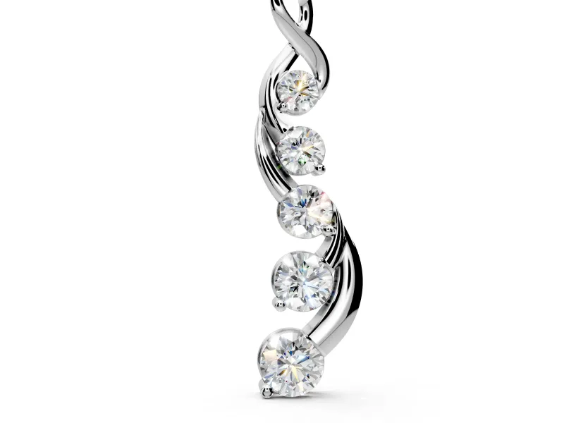 Twist Pendant Necklace with Five Round Lab-Grown Diamonds Set in Sterling Silver, Prong Setting